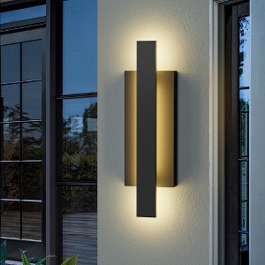 LamQee Aluminum Long Outdoor Wall Lights, 3000K LED Black Modern Exterior Lighting Fixtures - 1 of 4