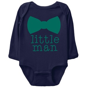 The Juniper Shop Little Man Bow Tie Long Sleeve Bodysuit - NB - Navy - 1 of 4