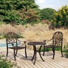 vidaXL Bistro Set Patio Table and Chairs Outdoor Garden 3 Piece Cast Aluminum - Bronze - 2 of 4