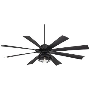 70" Possini Euro Design Defender Modern Industrial Indoor Outdoor Ceiling Fan LED Light Remote Matte Black Damp Rated Patio House - 1 of 4