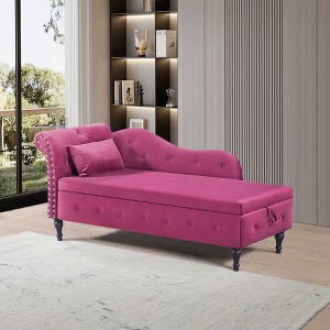NicBex Velvet Buttons Tufted Nailhead Recliner Sofa with Multifunctional Storage,Upholstered Sleeper Chair for Living Room,Bedroom - 1 of 4