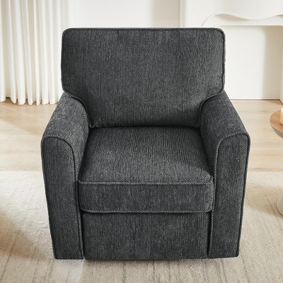 CAVINAS 360° Swivel Accent Chair with Chenille Upholstery,Compact Rotating Arm Chair for Living Room,Bedroom,Office