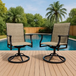 Set of 2 Swivel Bar Stools with High Back & Armrest, Breathable Textilene Bar Chairs for Outdoor Patio, Lawn, Deck, or Garden - 1 of 4