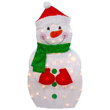 Northlight 32" Lighted 2D Chenille Snowman with Scarf Outdoor Christmas Decoration
