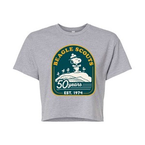 Women's - Peanuts - Fifty Years Mountain Cropped Graphic T-Shirt - 1 of 4