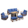 4 Pieces Patio Furniture Set with 41" Propane Fire Pit Table, Deep Seating Wicker Sofa Couch with Swivel Glider Chairs Set Patio Conversation Set - 2 of 4