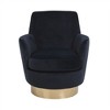 360° swivel upholstered armchair, comfortable reading chair for bedroom, with barrel design and gold stainless steel base - 3 of 4