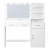 Vanity Table with Mirror, LED Bulbs, Power Outlets, 3 Drawers & Storage Shelves – White Makeup Table for Bedroom or Dressing Room Organization - 4 of 4
