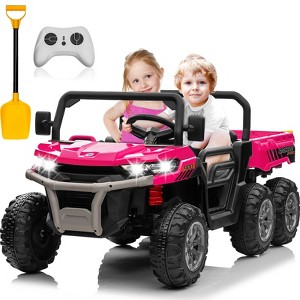 24V 2 Seater Ride on Car Dump Truck, 4WD Powerful Kids UTV w/2.4G Remote, 3 Adjustable Speed, Bluetooth Music, Spring Suspension - 1 of 4