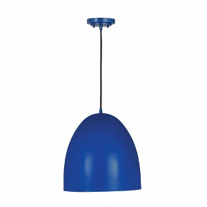 Z Studio Dome Pendant Light - 12" Iron Fixture, Blue Finish, Dimmable, 1 Bulb, 60W - 1 of 3