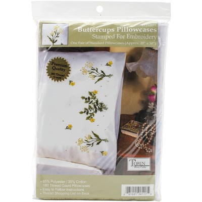 Tobin Stamped For Embroidery Pillowcase Pair 20"X30"-Buttercups