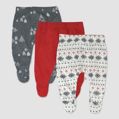 Honest Baby 3pk Fair Isle Footed Harem Pants - Ivory 0-3M