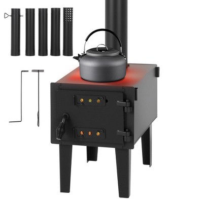 Tent Stove with Long Chimney, Wood Burning Stove, Camping Wood Stove with 77 Inch Chimney Pipes