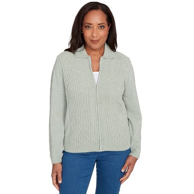 Alfred Dunner Women's Zip-Front Chenille Collared Cardigan