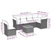 vidaXL 7 Piece Patio Sofa Set with Cushions Gray Poly Rattan - 3x Middle + Table + 3x Corner - 3 of 4