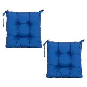 ARTPLANT Outdoor Dinning Seat Pads Cushions with Tie 19"x19"x4",Square Wicker Outdoor Tufted Chair Cushion,Set of 2 - 1 of 4