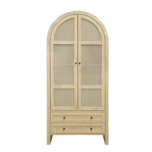 Vatros 71" Arched Kitchen Pantry Cabinet with Rattan Doors - 1 of 4