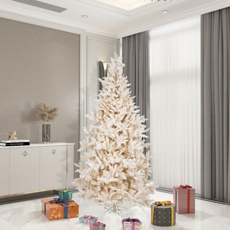 Vickerman 7.5' Flocked Vintage Fir Artificial Christmas Tree, Warm White LED Lights, 3 of 4