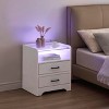 Homhougo Nightstand Set of 2, White Night Stand with LED Lights and 2 Drawers White - 4 of 4