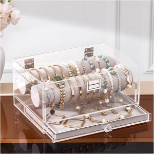 Clear Acrylic Bracelet Organizer Box, Jewelry Display Holder for Bangles and Watches, No-Drawer Storage Case - 1 of 4