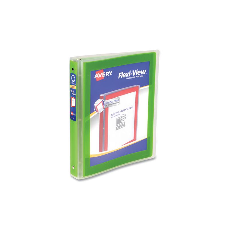 Avery Flexi-View Binder with Round Rings, 3 Rings, 1" Capacity, 11 x 8.5, Green, 1 of 8