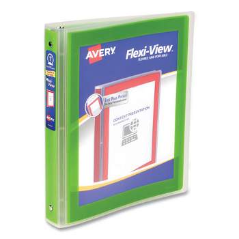Avery Flexi-View Binder with Round Rings, 3 Rings, 1" Capacity, 11 x 8.5, Green