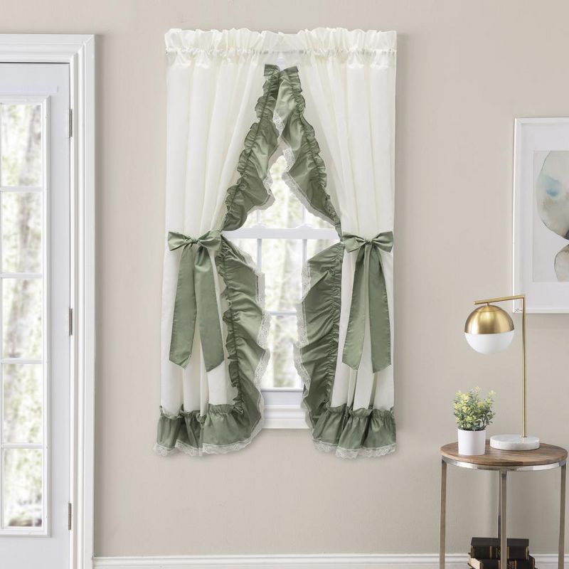Ellis Curtain Madelyn Ruffled Victorian Priscillas 1.5" Rod Pocket Curtain Panel Sage, 2 of 5