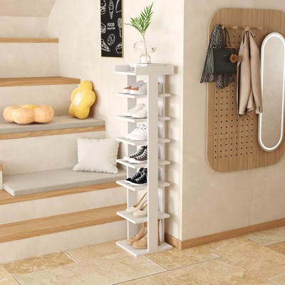 Tree City - Slim 7-Tier 45'' Vertical Wooden Shoe Rack for Entryway, Closet & Small Spaces ¨C Holds 7¨C10 Pairs