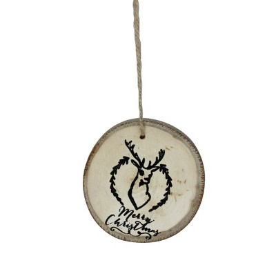 Northlight 4" Brown and Black 'Merry Christmas' Deer Disc Ornament