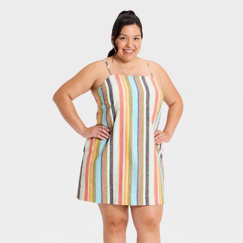 Женские платья A New Day Women's Linen Mini Dress - A New Day™ Cream Striped S