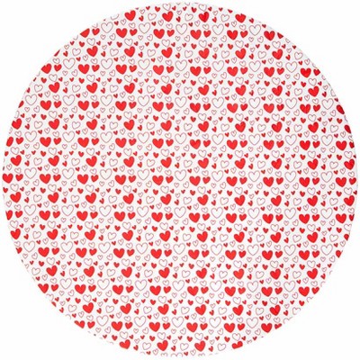 The Lakeside Collection Valentine's Day Round Vinyl Easy Fit Tablecloth Fits 36" to 48" dia