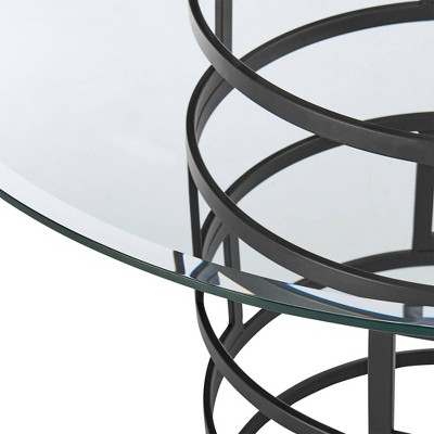 Diaz 48" Round Glass Dining Table with Matte Black Iron Base