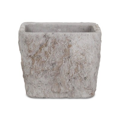 HomeRoots 7" Gray Speckle Glaze Cement Indoor Outdoor Square Pot Planter