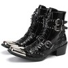 Santimon Mens Boots Casual Black Western Leather Fashion Square Toe Metal Tip Dress Ankle Boot - 4 of 4