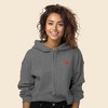 Dalix Pixel Heart Embroidered Fleece Cropped Hoodie Cold Fall Winter Women - 2 of 4