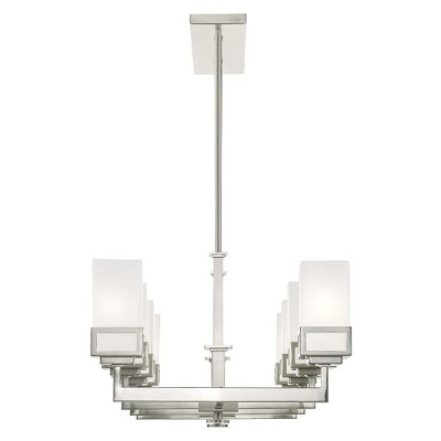 Elegant Harding 8-Light Linear Chandelier with Satin Opal White Glass