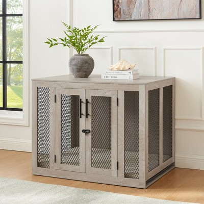 unipaws Wooden Dog Crate with Cushion & Tray
