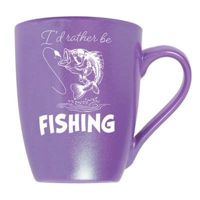 Elanze Designs I'D Rather Be Fishing Passion Purple 10 ounce New Bone China Coffee Cup Mug
