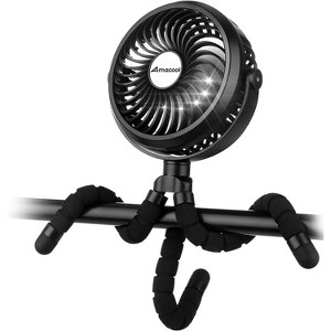 Panergy Battery Operated Stroller Fan Flexible Tripod Clip On Fan with 3 Speeds and Rotatable Handheld Personal Fan - Black - 1 of 4