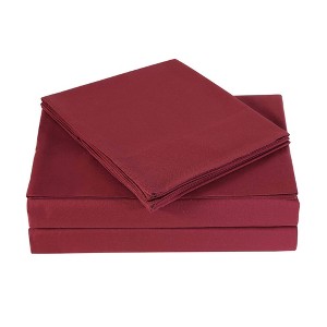Queen Microfiber Everyday Solid Sheet Set Burgundy - Truly Soft, Red