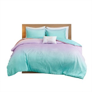 Gracie Mills Dagny Whimsical Ombre Glitter Reversible Duvet Cover Set - 1 of 4