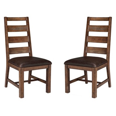 Set of 2 Taos Ladderback Side chair with Faux Leather seat Brown - Intercon