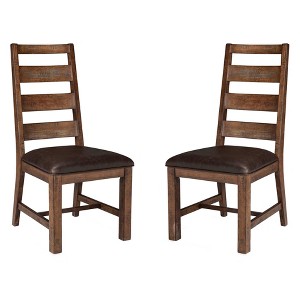 Set of 2 Taos Ladderback Side chair with Faux Leather seat Brown - Intercon: Hardwood Frame, Polyurethane Upholstery, 250lb Capacity - 1 of 1