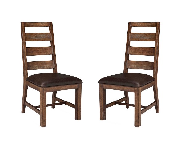 Taos Ladderback Side chair With Faux Leather seat Brown (Set of 2) - Intercon