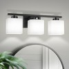 DORESshop 22 in. 3 Light Matte Black Modern Square Vanity Light for Bathroom, Bedroom, Living Roomwith Milk White Shades - 2 of 4