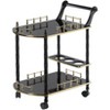 Fabulaxe Wood Serving Bar Cart Tea Trolley with 2 Tier Shelves and Rolling Wheels - 4 of 4