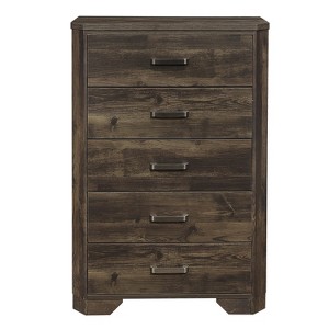 TiramisuBest Rustic Brown Finish Chest with Storage Drawers Clipped Corners Transitional Style Wooden Bedroom Furniture 1pc with Brown for D - 1 of 4