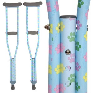 My Crutches- Orthopedic Crutches w Adjustable Handgrip/Length (Teen/Adult Size 5'2" to 5'10") Lightweight Aluminum w Underarm Padding - Dog Paws - 1 of 4