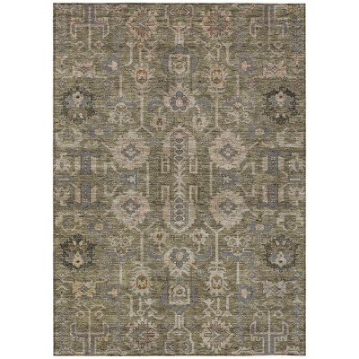 Brown Gray And Charcoal Oriental Washable Indoor Outdoor Area Rug