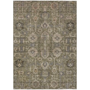 Brown Gray And Charcoal Oriental Washable Indoor Outdoor Area Rug - 1 of 4